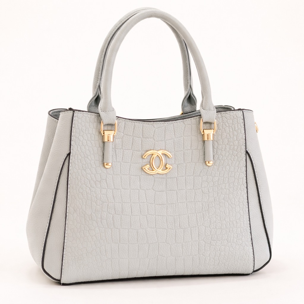 Elegant Dove Grey Croc Bag